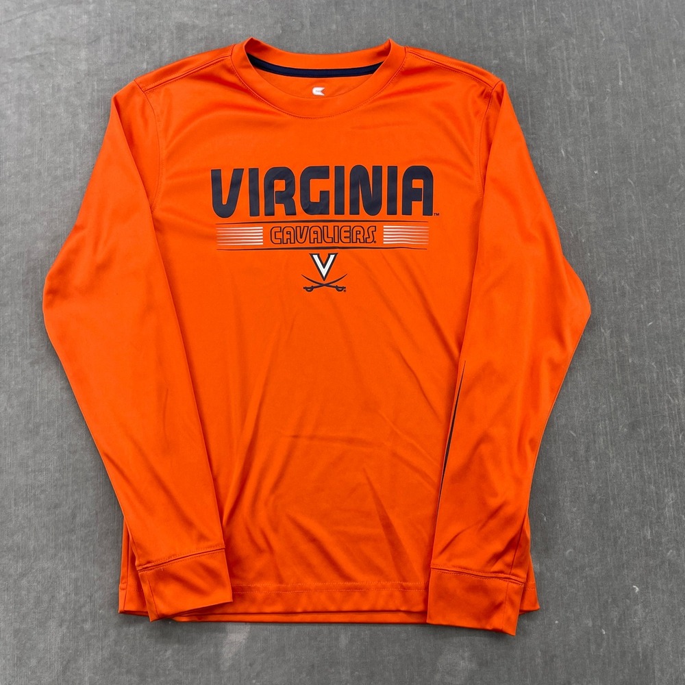 Virginia Cavaliers Colosseum Kids M 12-14 Orange Long Sleeve Performance Shirt